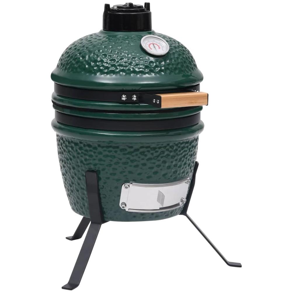 Barbecue Affumicatore 2 in 1 Kamado in Ceramica 56 cm Verde - Foto 1