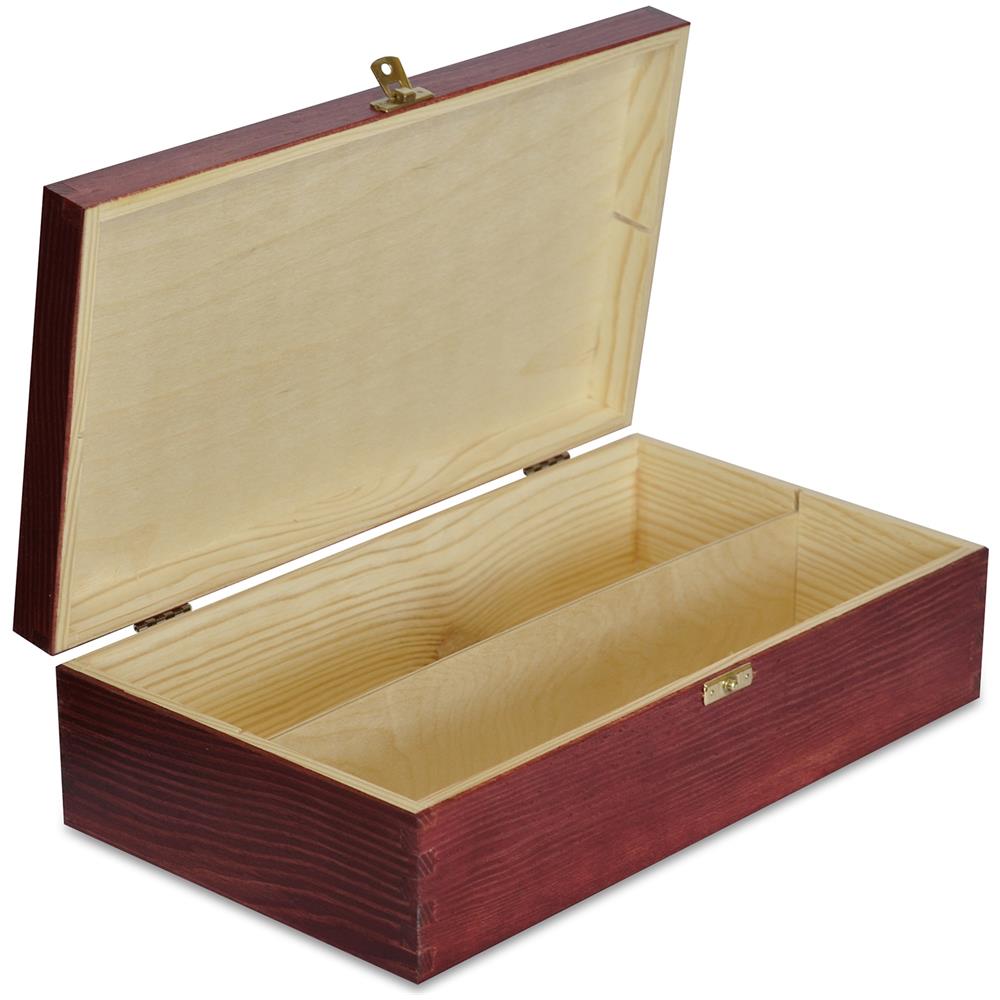 Rossa Scatola In Legno Per Vino | 2 Bottiglie | 35 X 20 X 10 Cm | Divisori Rimovibili | Coperchio E Serratura | Cassetta Confezione Perfetta Per Regalo Decoupage Stoccaggio Decorazione - Foto 1