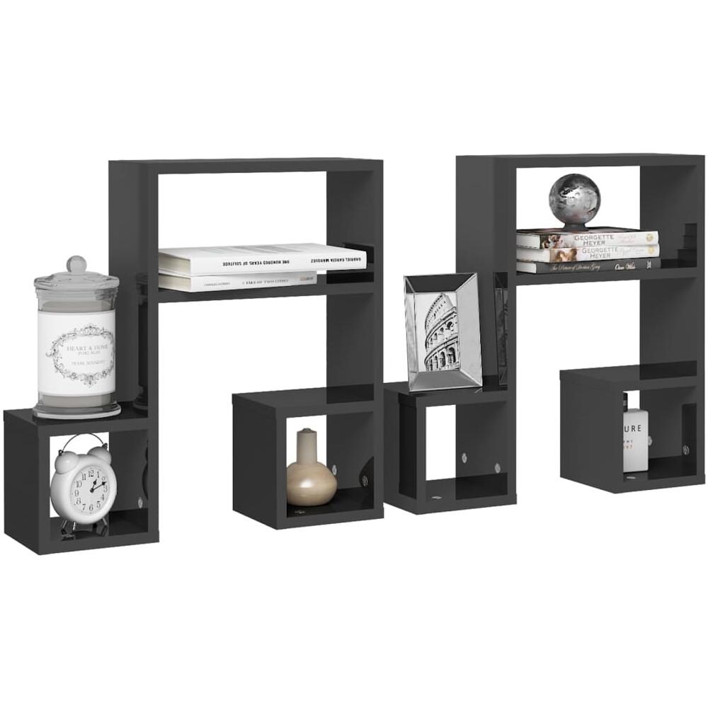 Mensole a Muro 2 pz Grigio Lucido 50x15x50 cm Legno Multistrato - Foto 3