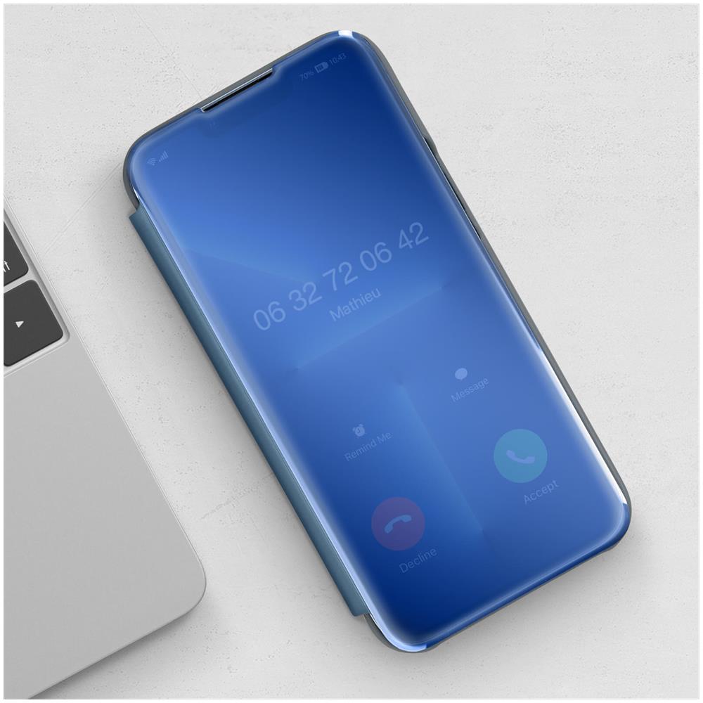 Custodia Iphone 13 Pro Max Design A Specchio Traslucido Stand Azzurra - Foto 5