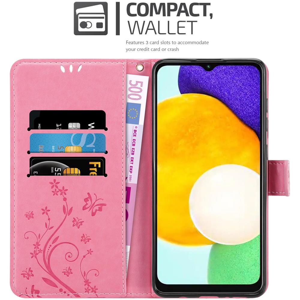 Custodia Compatibile Con Samsung Galaxy A13 5g In Rosa Fiore - Coperchio Protettivo In Design Floreale Con Chiusura Magnetica, Funzione Stand E Slot Per Carte - Foto 2