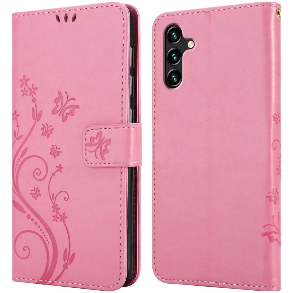 Custodia Compatibile Con Samsung Galaxy A13 5g In Rosa Fiore - Coperchio Protettivo In Design Floreale Con Chiusura Magnetica, Funzione Stand E Slot Per Carte - Foto 7