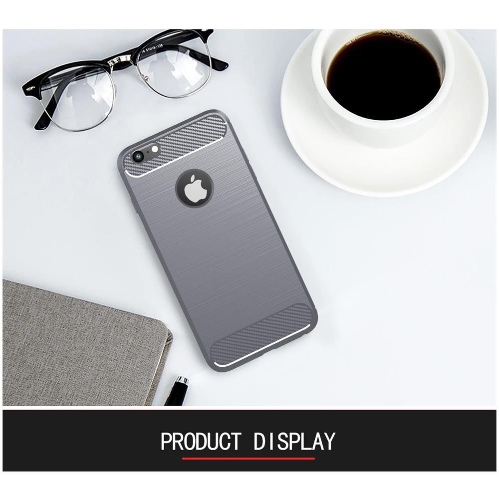 Custodia Compatibile Con Apple Iphone 6 In Brusched Grigio - Coperchio Protettivo In Silicone Tpu Flessibile In Look Acciaio Inossidabile-fibra Di Carbonio - Foto 7