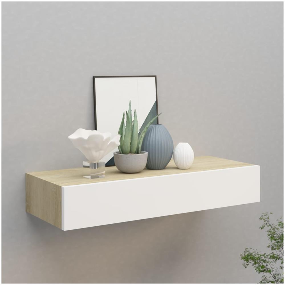 Scaffale Da Parete Con Cassetto Bianco Rovere 60x23,5x10 Cm Mdf - Foto 1