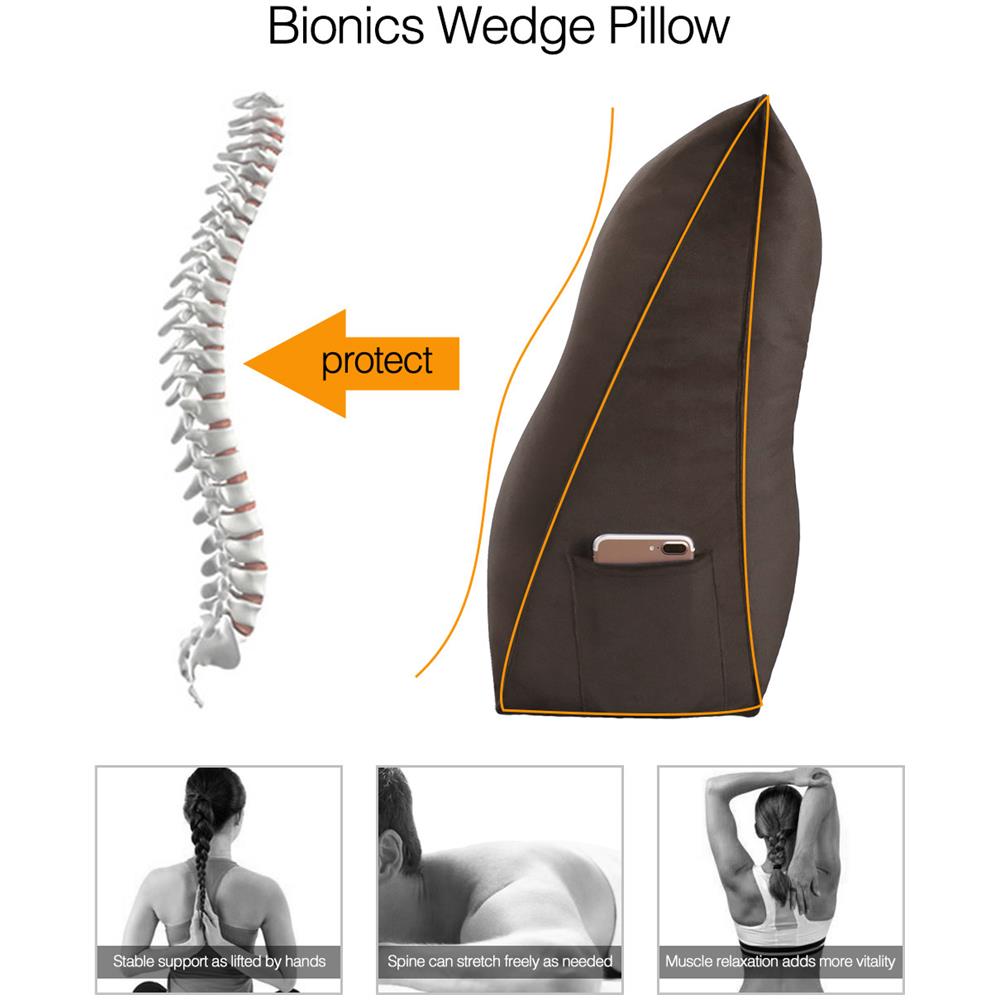 Cuscino A Cuneo Da Lettura Per Schienale, Cuscino Antireflusso Per Letto, Cuscini Gambe Lombare Di Supporto Per Divano, Grandi Testata Letto 120cm Lx20cm Px50cm A - Foto 3