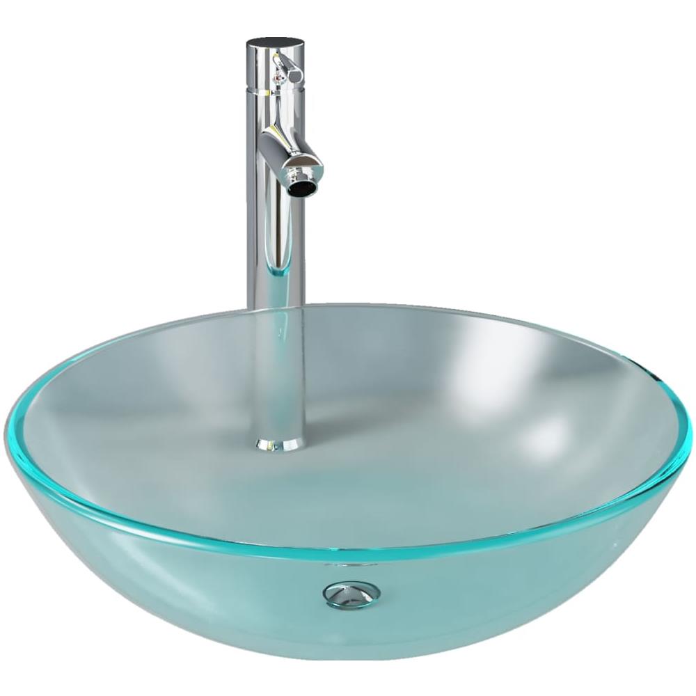 Lavandino con Rubinetto e Piletta in Vetro Temperato Satinato - Foto 2