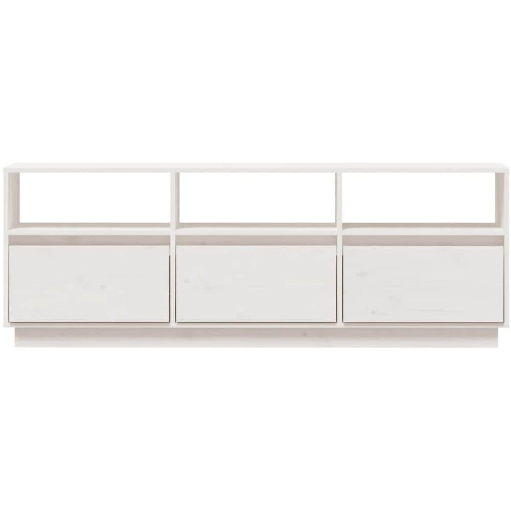 Mobile Porta TV Bianco 140x37x50 cm in Legno Massello di Pino - Foto 9