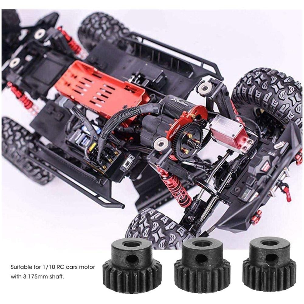 4 Pezzi Pignoni 18t 19t 20t 21t 48dp 3,175mm Shaft Gear Module Pinion Per Motore Brushless 1:10 1/10 Rc Monster / buggy / camion, Colore Nero - Foto 2