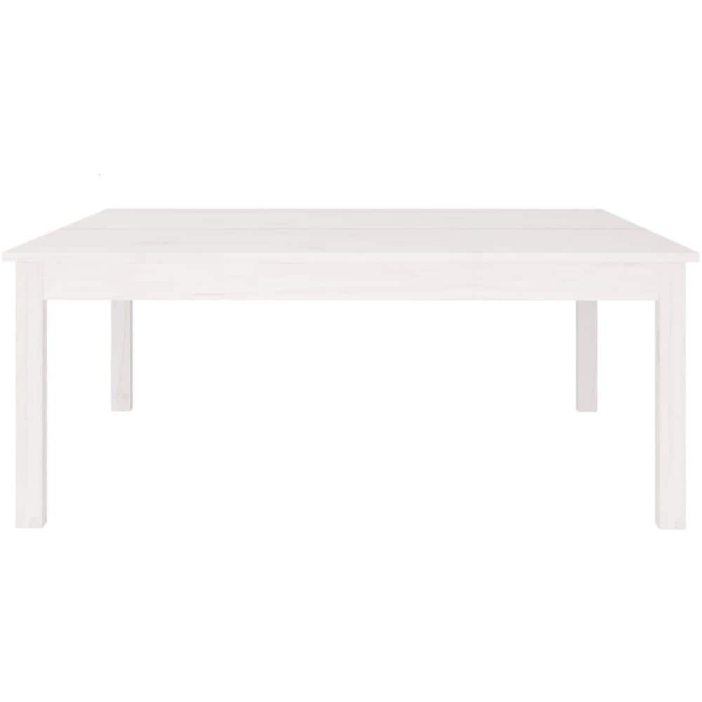 Tavolino Da Salotto Bianco 100x100x40 Cm Legno Massello Di Pino - Foto 3