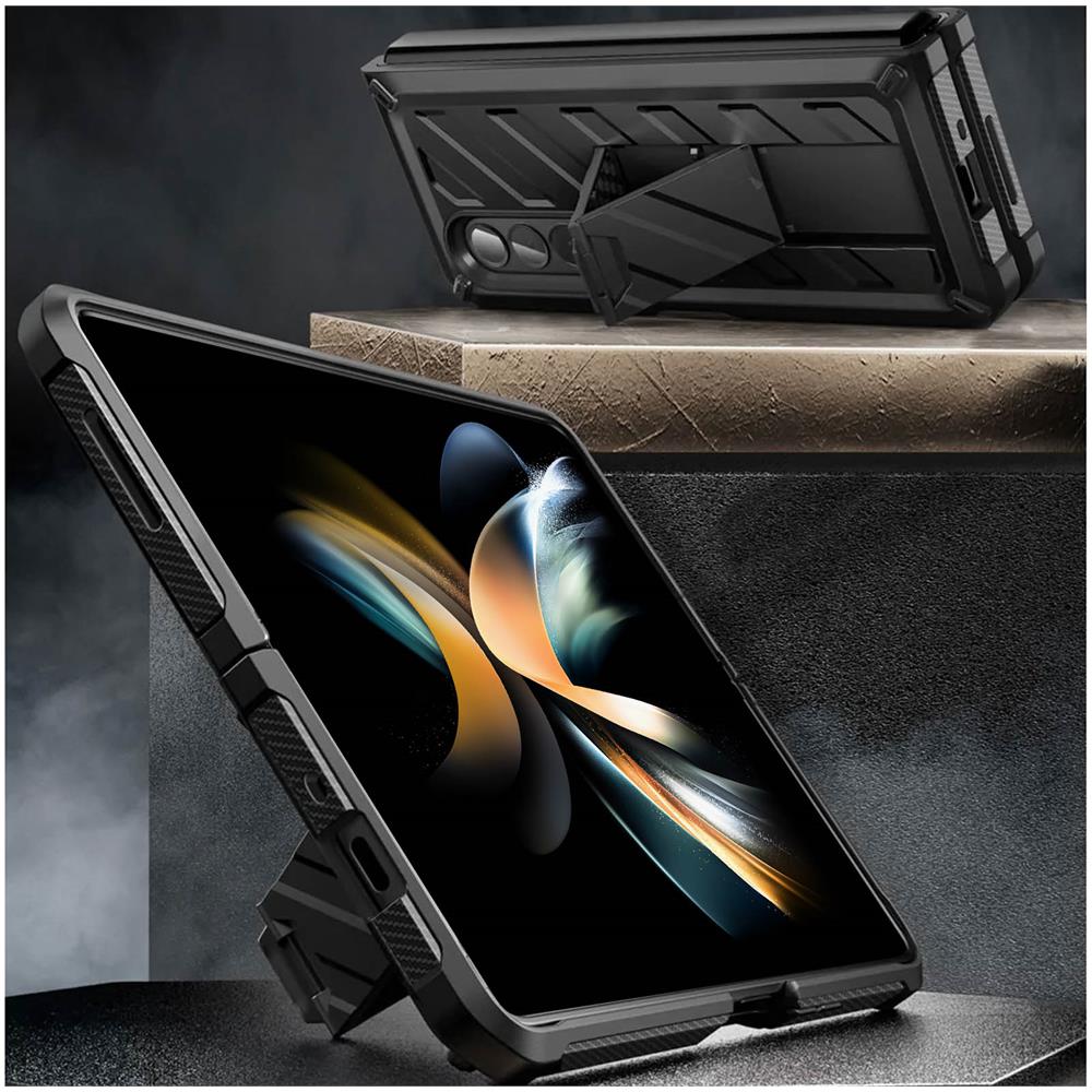 Cover Completa Samsung Z Fold4 Con Cavalletto E Clip Da Cintura Supcase Nero - Foto 2