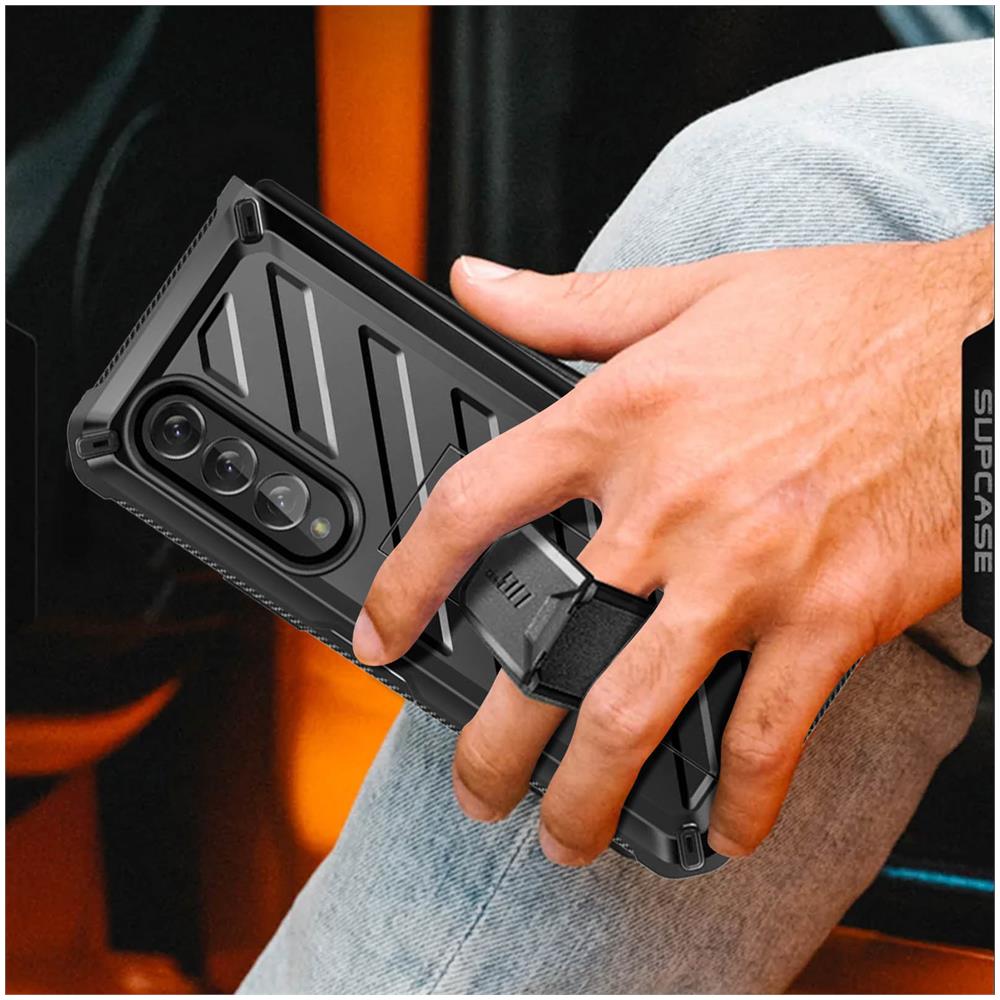 Cover Completa Samsung Z Fold4 Con Cavalletto E Clip Da Cintura Supcase Nero - Foto 5