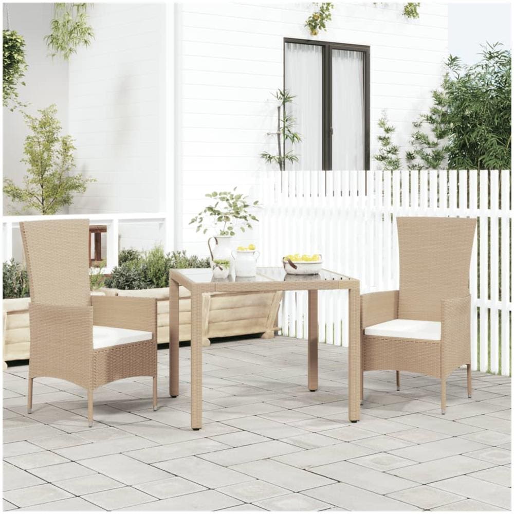 Sedie Da Giardino Con Cuscini 2 Pz In Polyrattan Beige - Foto 1