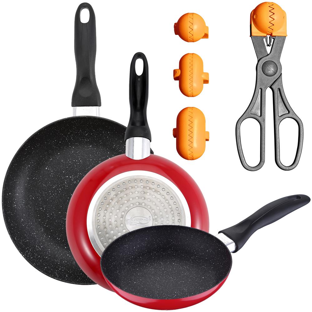 Confezione Da 3 Padelle Ø16cm Ø20cm Ø24cm Ø16cm Ø20cm Ø24cm + Utensile Multiuso Con 4 Stampi Intercambiabili - Foto 1