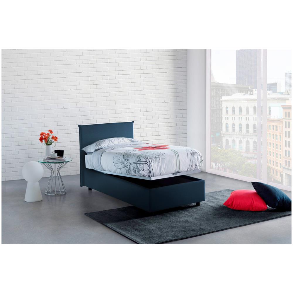 Letto Matrimoniale Berenice, Letto Contenitore Con Rivestimento In Tessuto, 100% Made In Italy, Apertura Frontale, Adatto Per Materasso Cm 140x200, Blu - Foto 3