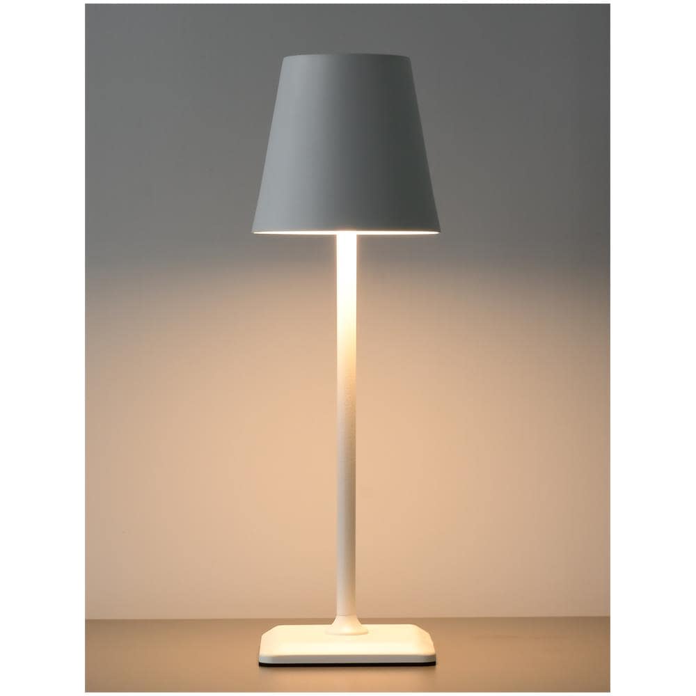 Lampada Da Tavolo Led Senza Fili Ricarica Usb-c Dimmerabile In Metallo Bianco - Foto 2