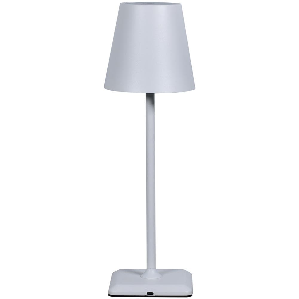 Lampada Da Tavolo Led Senza Fili Ricarica Usb-c Dimmerabile In Metallo Bianco - Foto 1
