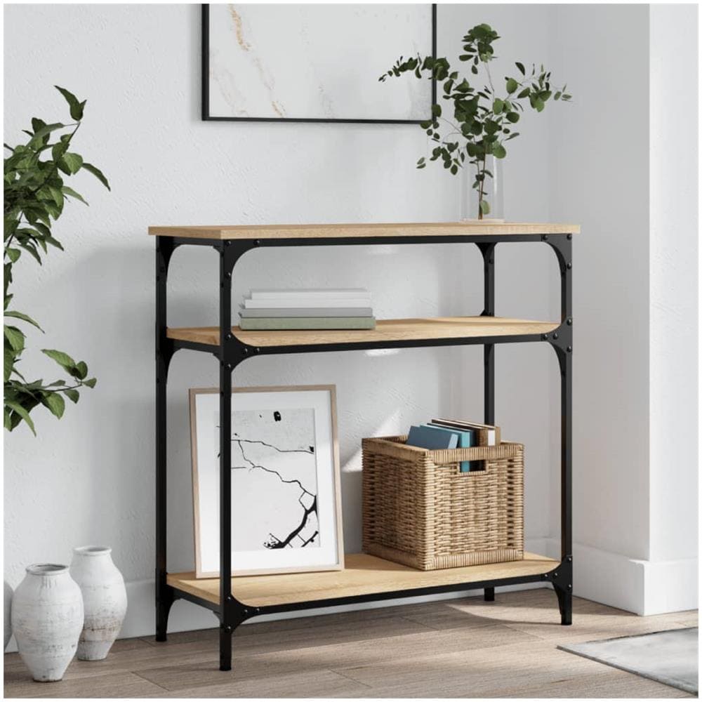 Tavolino Consolle Rovere Sonoma 75x29x75cm In Legno Multistrato - Foto 1