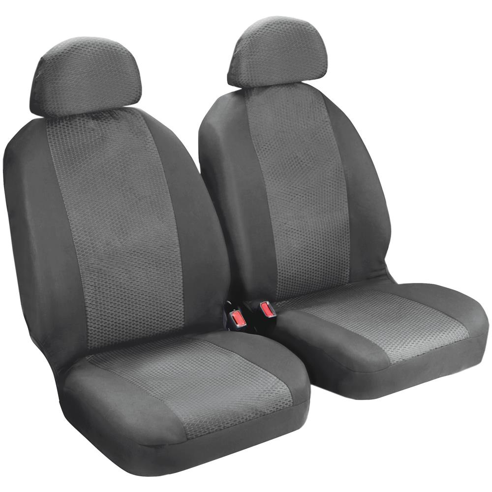 Duka Xl-fit, Coppia Coprisedili Anteriori In Tessuto Jacquard E Poliestere Elasticizzati - Grigio - Foto 1