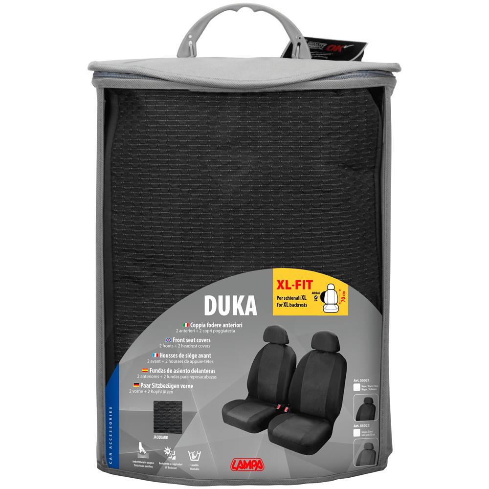 Duka Xl-fit, Coppia Coprisedili Anteriori In Tessuto Jacquard E Poliestere Elasticizzati - Grigio - Foto 2