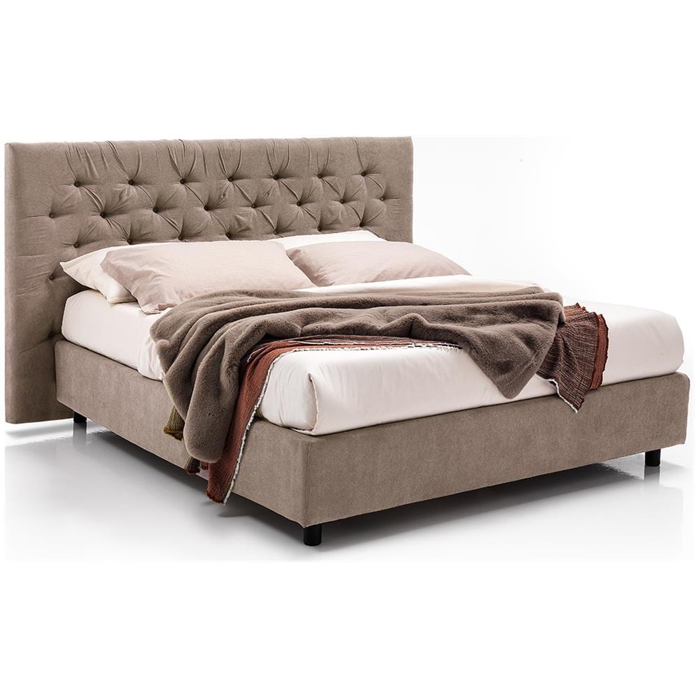 Letto Matrimoniale, Modello Berlin Dal Gusto Classico E Stile Moderno,, Rete Da 180x200 Cm Con Doghe In Legno, Box Contenitore, Tessuto Giroletto Sfoderabile, - Foto 1
