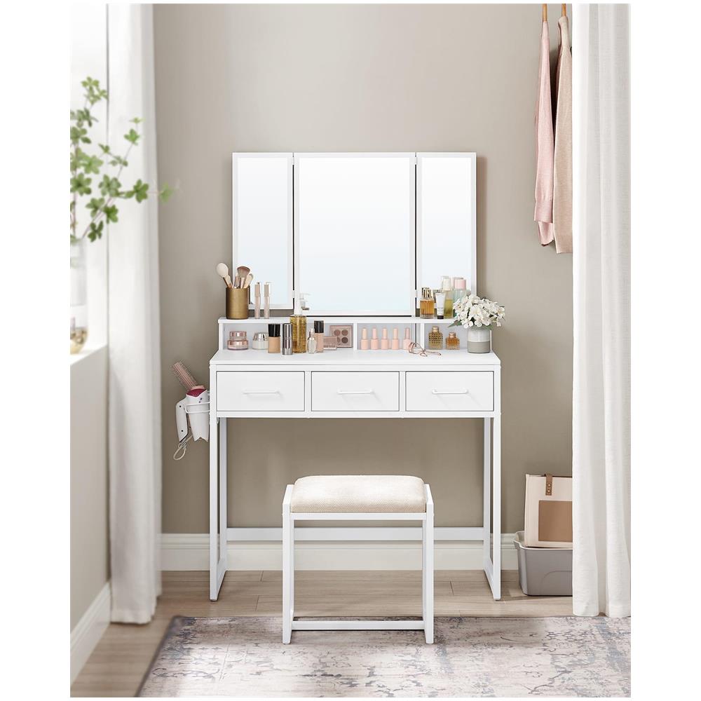 Toeletta con specchio e sgabello - RVT004W14 - Foto 6