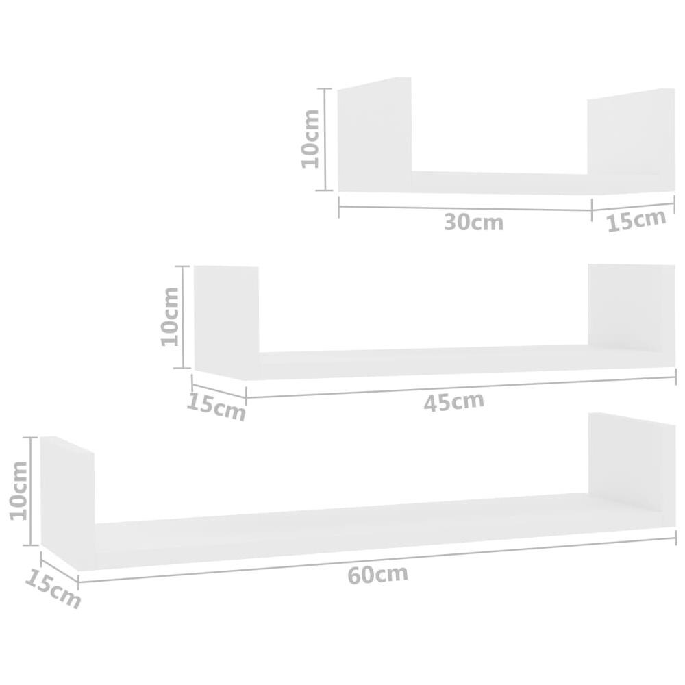 Mensole a Muro 3 pz Bianco in Legno Multistrato - Foto 11