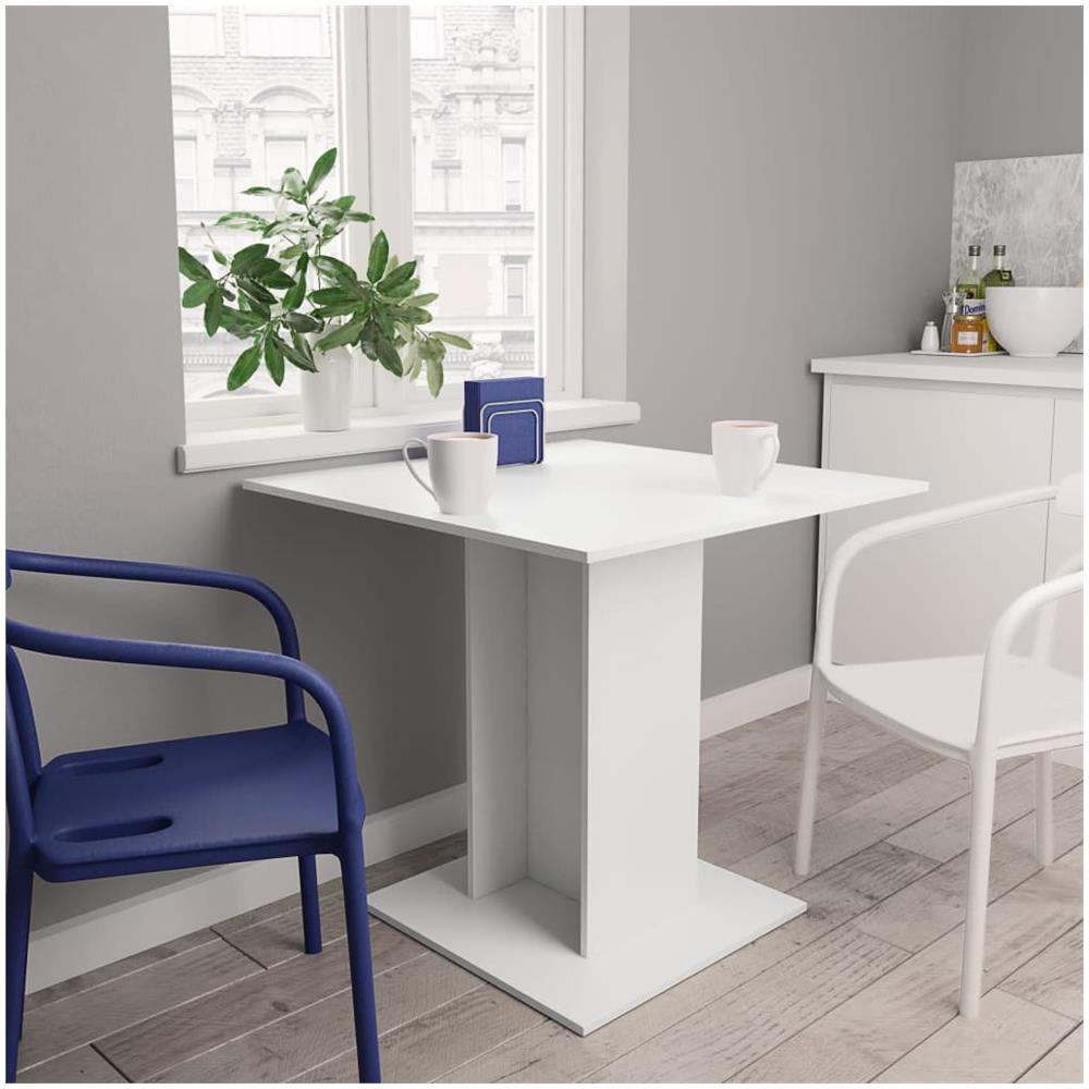 Tavolo da Pranzo Bianco 80x80x75 cm in Legno Multistrato - Foto 1