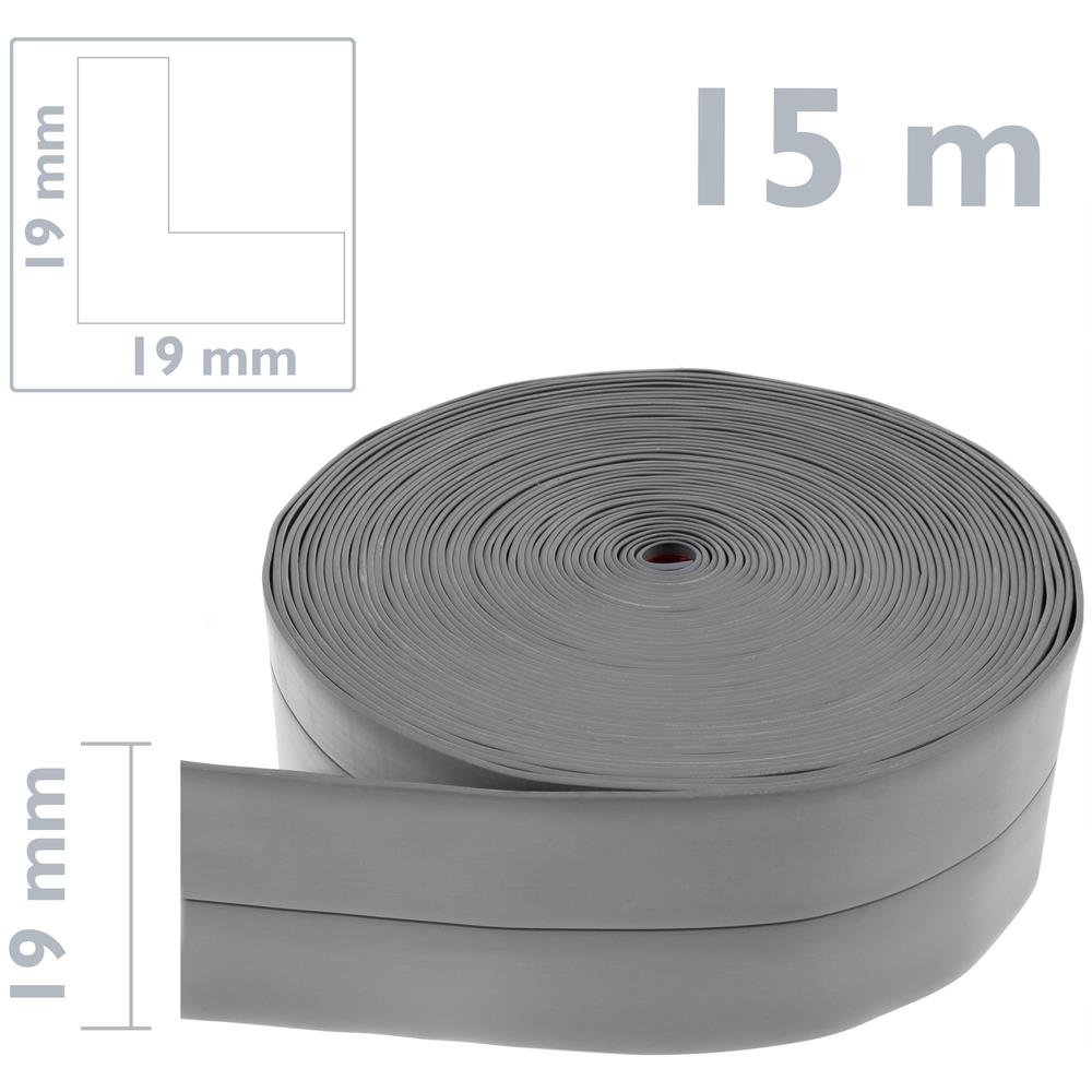 Battiscopa Flessibile Autoadesivo 19 x 19 mm PrimeMatik Lunghezza 25 m Grigia Battiscopa Flessibile Autoadesivo 19 x 19 mm PrimeMatik Lunghezza 25 m Grigia