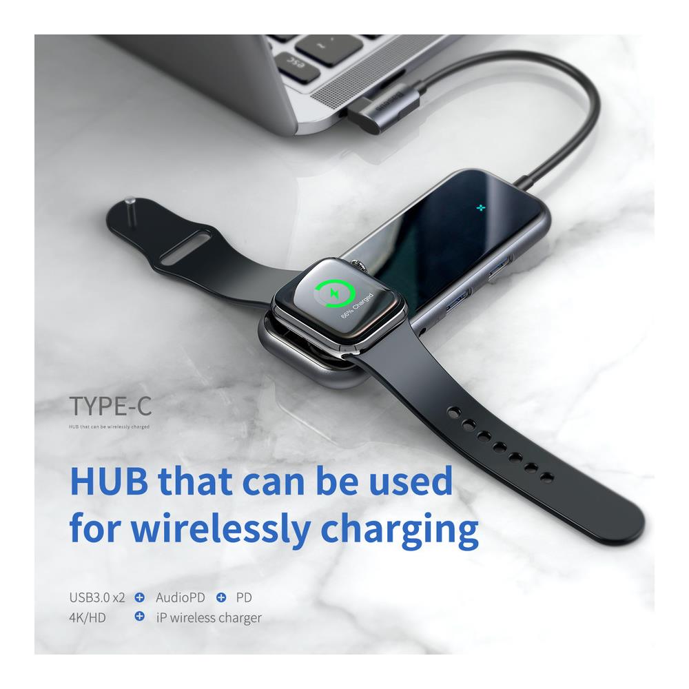 Hub Superlative Multi (tipo C A 2xusb3.0 / Hdmi / Audio / Pd / Iwatch W. charger) Gray (cahub-az0g) - Foto 3