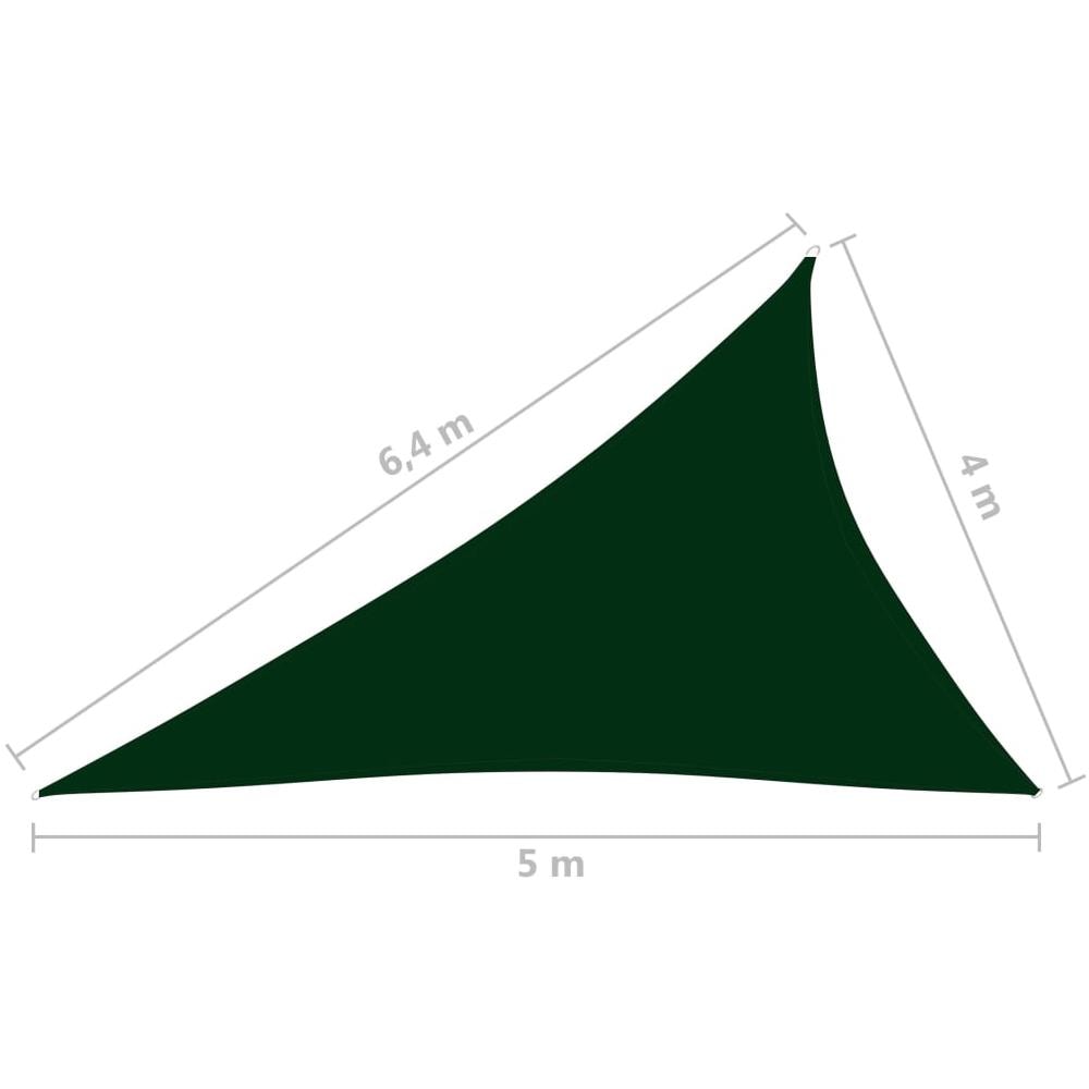 Parasole a Vela Oxford Triangolare 4x5x6,4 m Verde Scuro - Foto 6