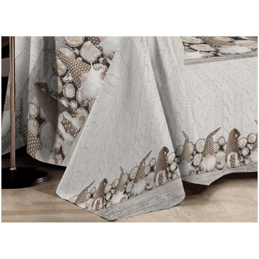 Telo Arredo Multiuso Linea Pensieri Delicati In 100% Cotone Disegno Gnomi Matrimoniale Beige - Foto 6