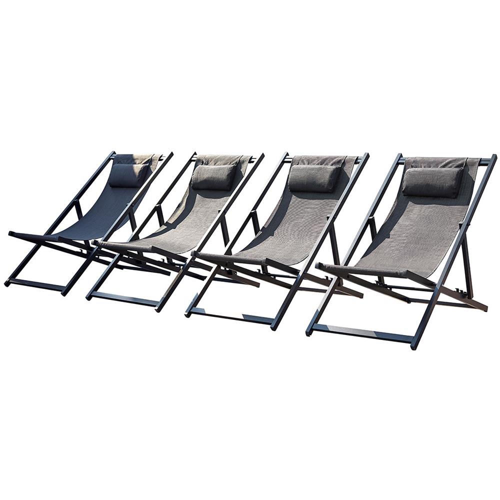 Set Di 4 Sdraio In Alluminio Grigio Tevata - Foto 1