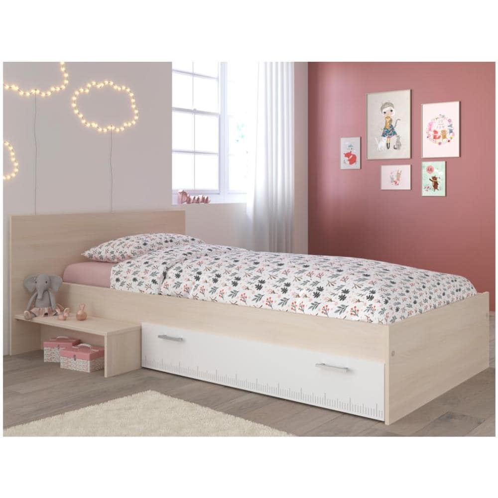 Letto Bambino 1 Cassetto 90 X 190 Cm - Colore: Naturale E Bianco - Iplia - Foto 1