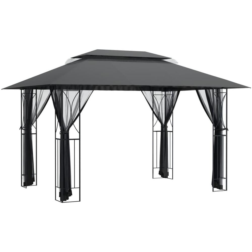 Gazebo Con Pareti Laterali Antracite 400x300x270 Cm Acciaio - Foto 2