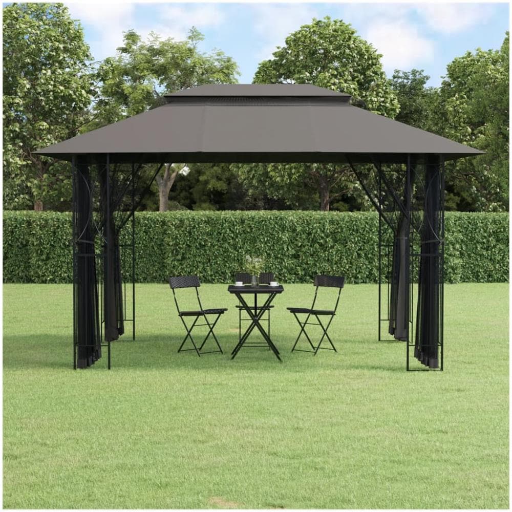 Gazebo Con Pareti Laterali Antracite 400x300x270 Cm Acciaio - Foto 1