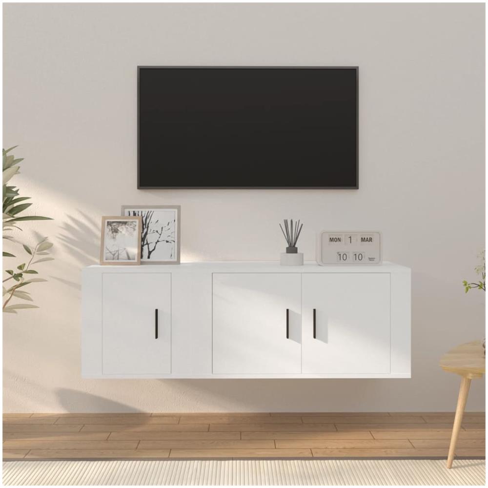 Set Di Mobili Porta Tv 2 Pz Bianco In Legno Multistrato - Foto 1