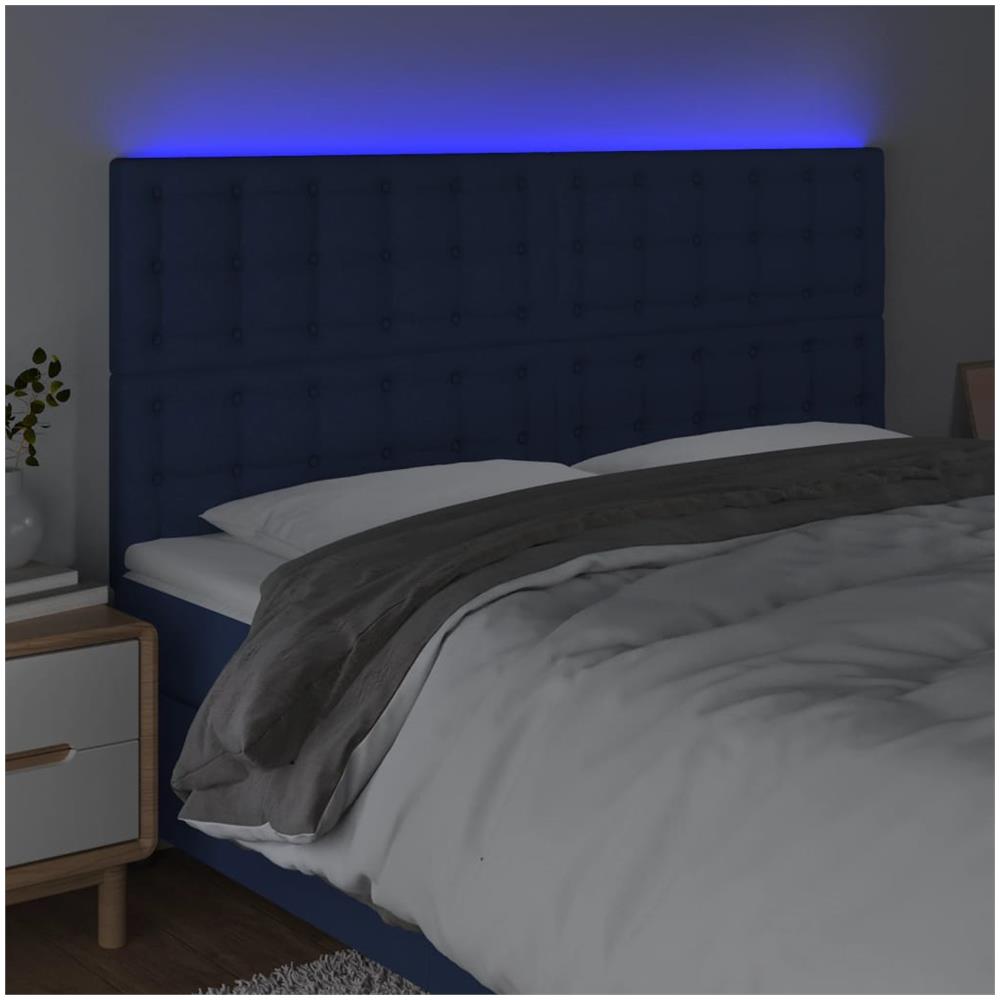 Testiera A Led Blu 180x5x118/128 Cm In Tessuto - Foto 3