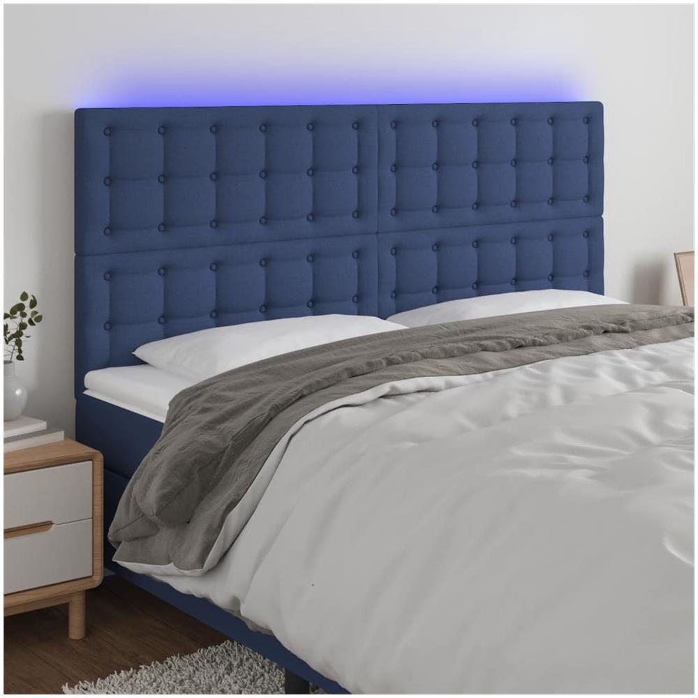 Testiera A Led Blu 180x5x118/128 Cm In Tessuto - Foto 1