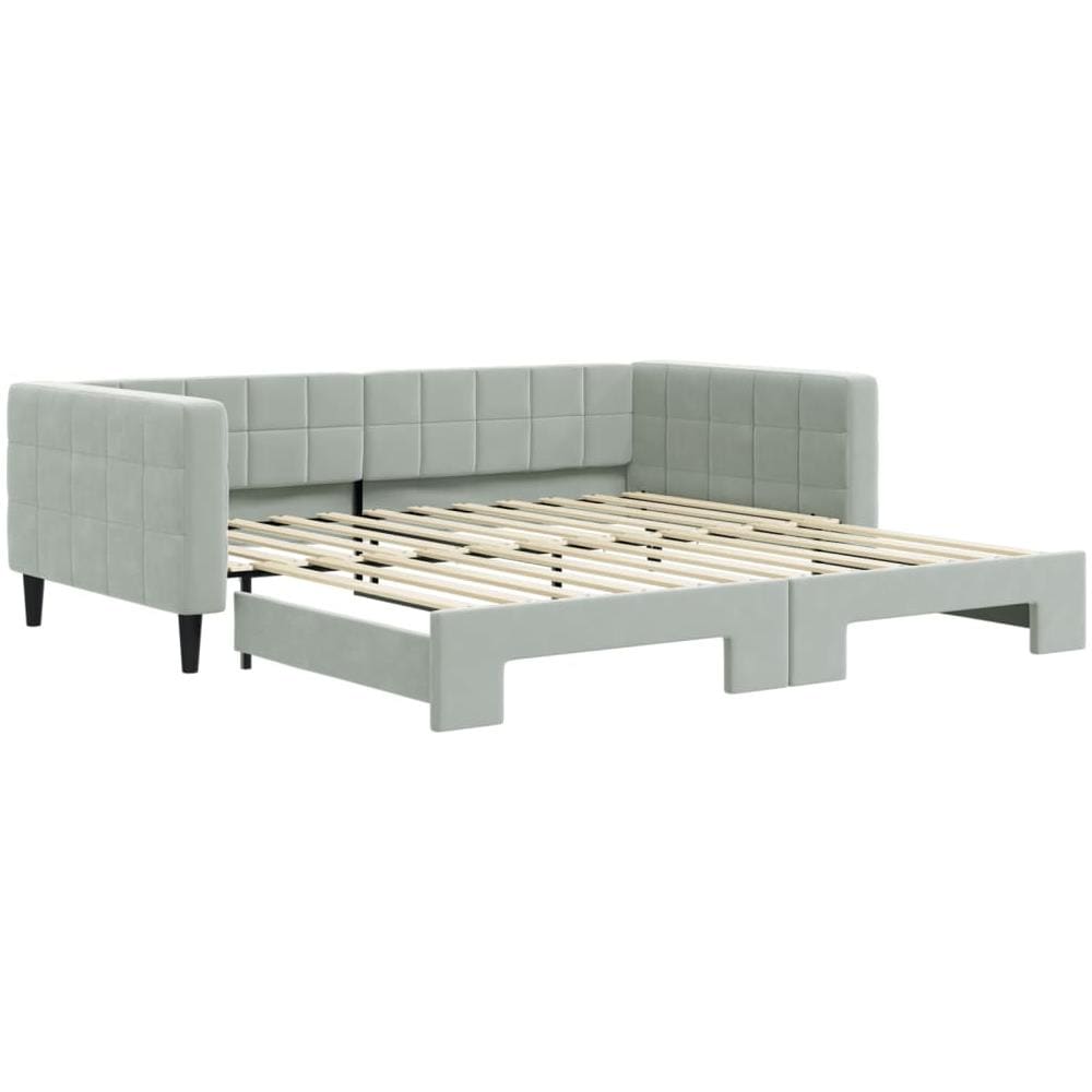 Divano Letto Con Letto Estraibile Grigio Chiaro 100x200 Velluto - Foto 2