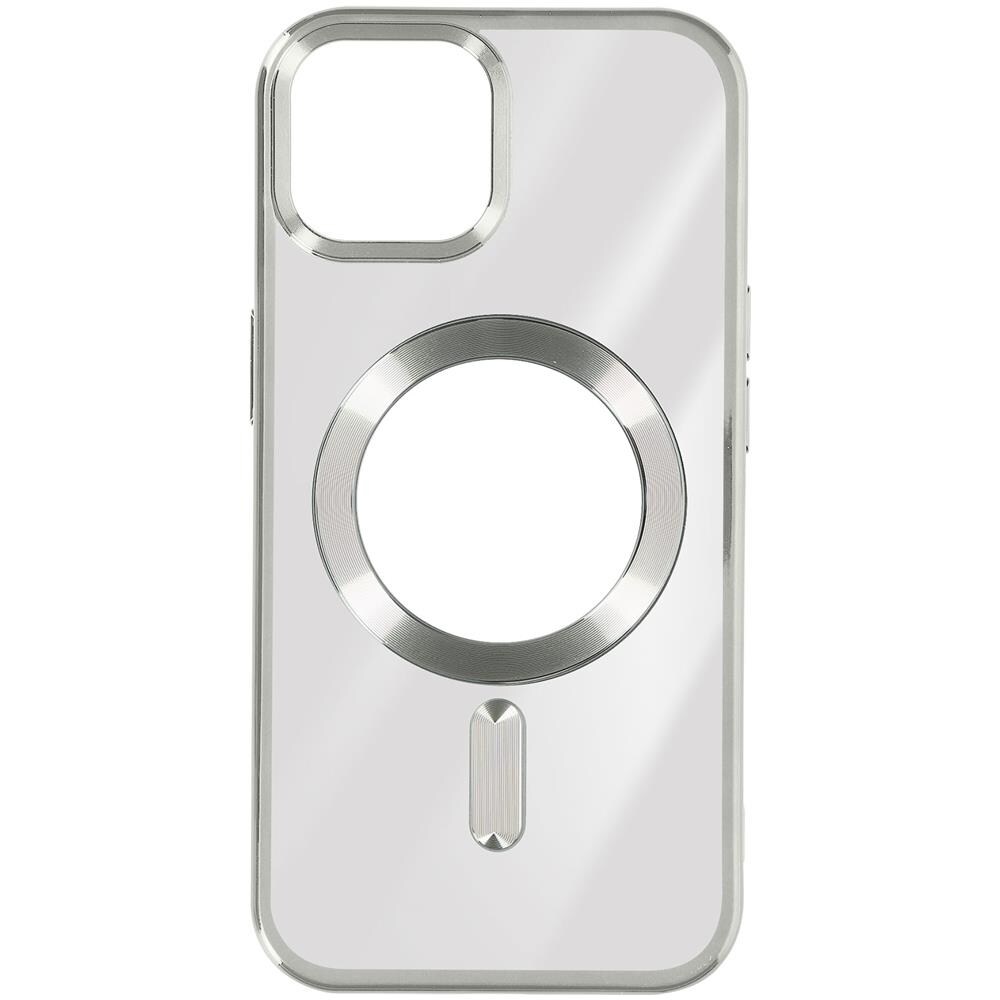 Cover Magsafe Per Iphone 15 Silicone Bordo Cromato Argento - Foto 1
