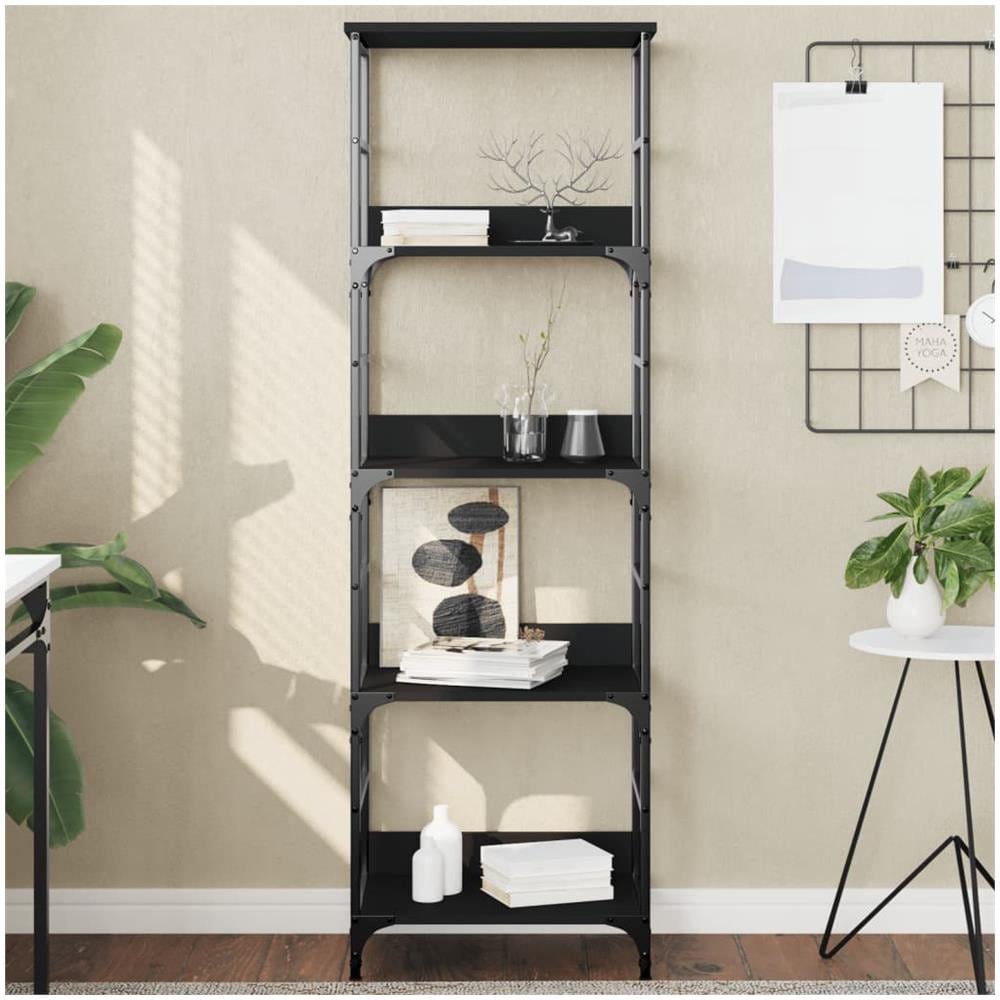 Libreria Nera 50x33x153 Cm In Legno Multistrato - Foto 1