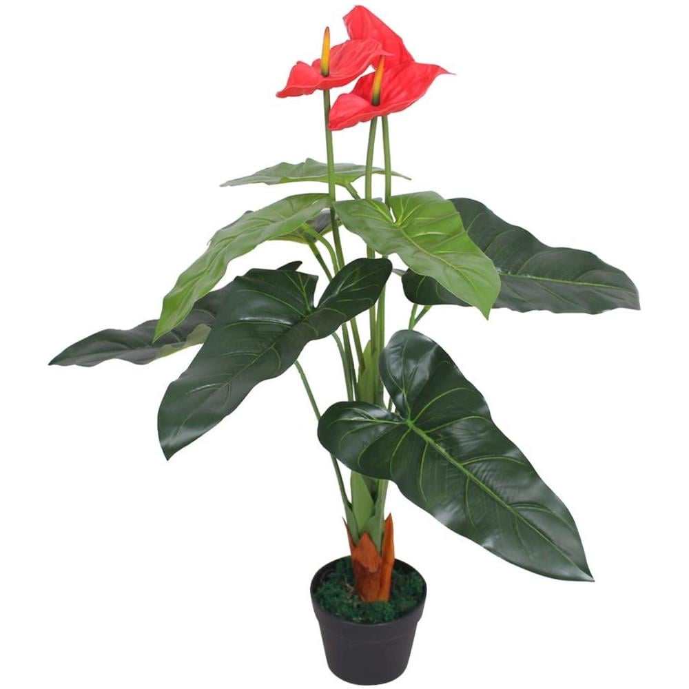 Anturium Pianta Artificiale Con Vaso 90 Cm Rosso E Giallo - Foto 1