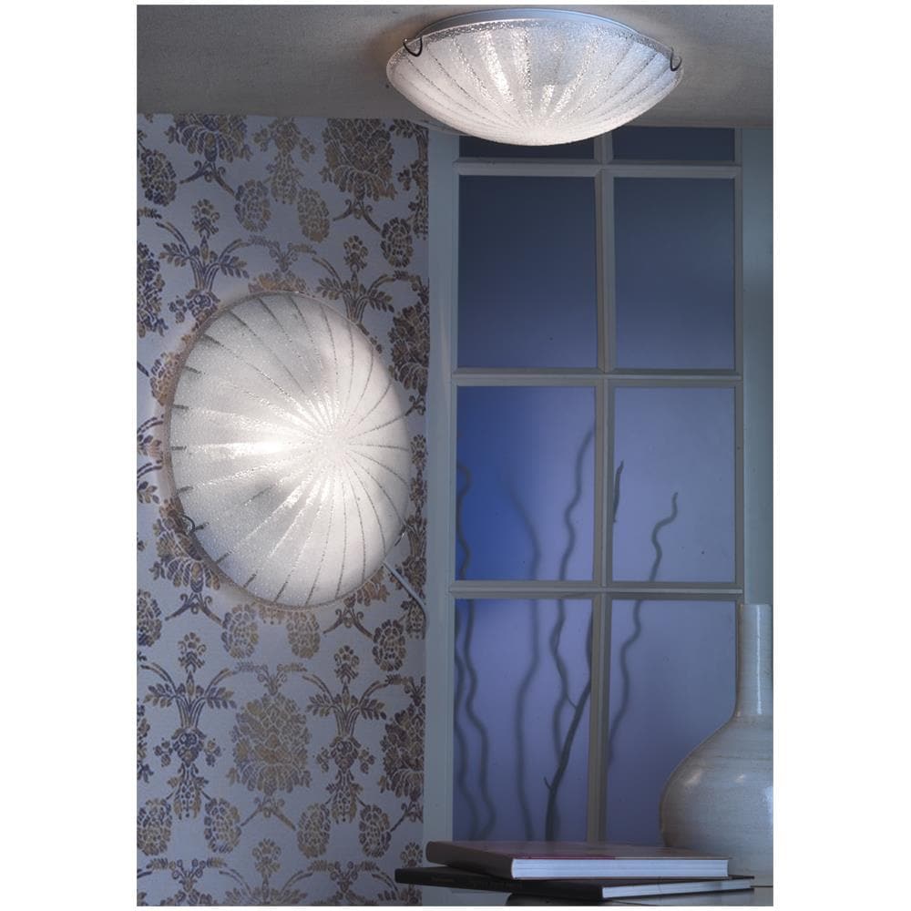 Plafoniera In Vetro Bianco Decorato Diametro 30cm - Foto 2