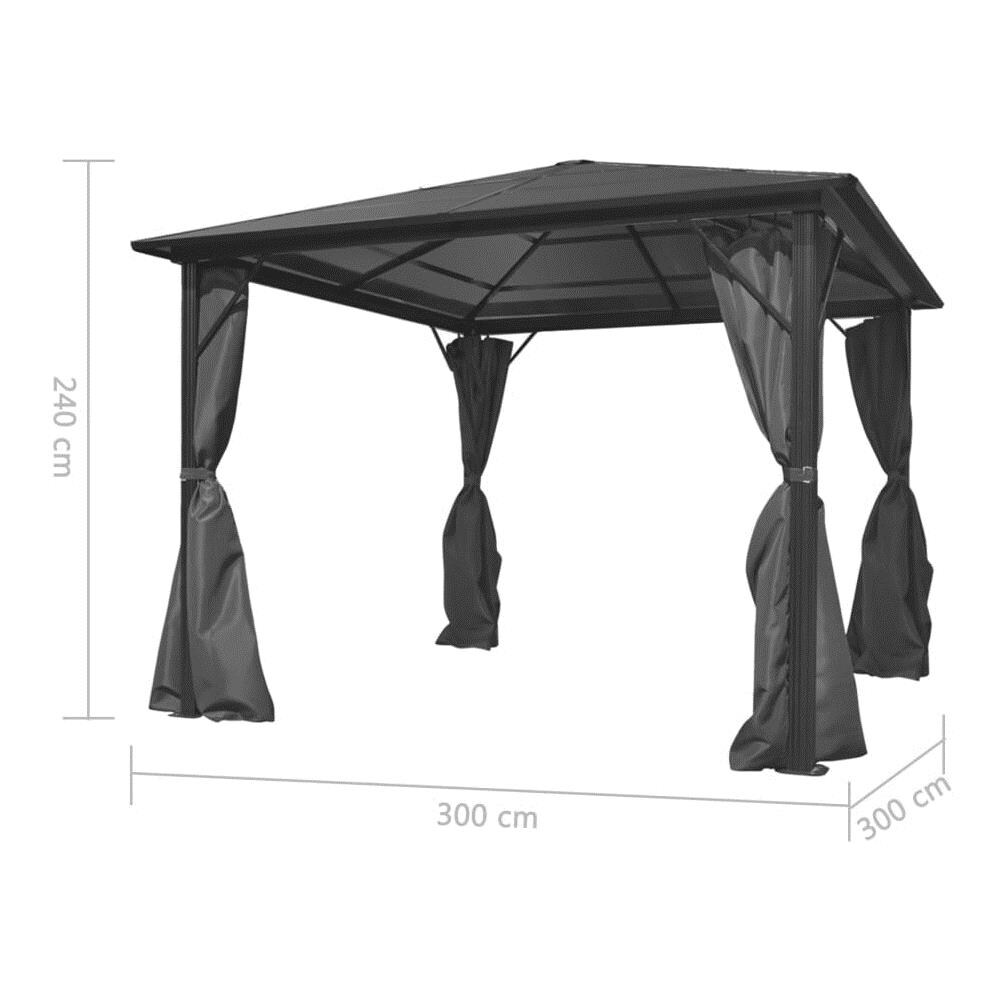 Gazebo Con Tenda Antracite In Alluminio 300x300 Cm - Foto 5