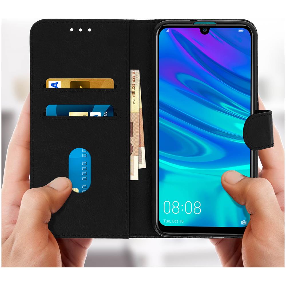 Custodia Huawei P Smart 2019 Portacarte Funzione Supporto Cover Silicone - Nero - Foto 2