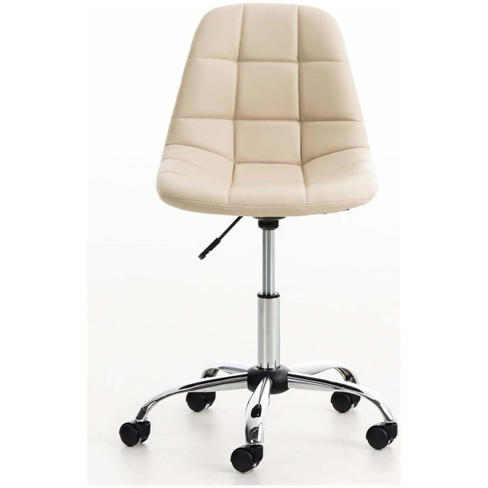 Sedia Ufficio Emil in Similpelle Trapuntata - Poltroncina da Scrivania con Ruote Antiattrito I Sgabello da Scrivania con Schienale I Poltrona Girevole Regolabile Crema - Foto 2