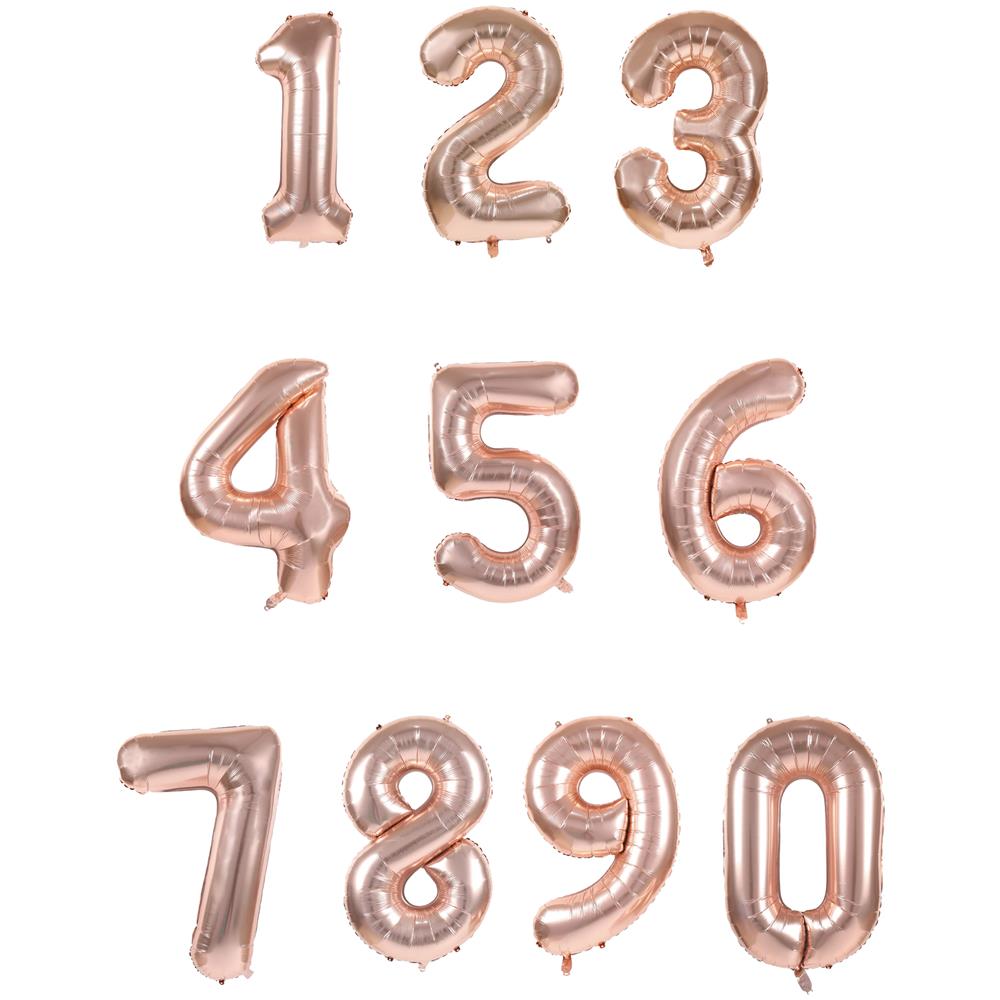 Partydeco - Palloncino Alluminio Numero Color Oro Rosa - Foto 2