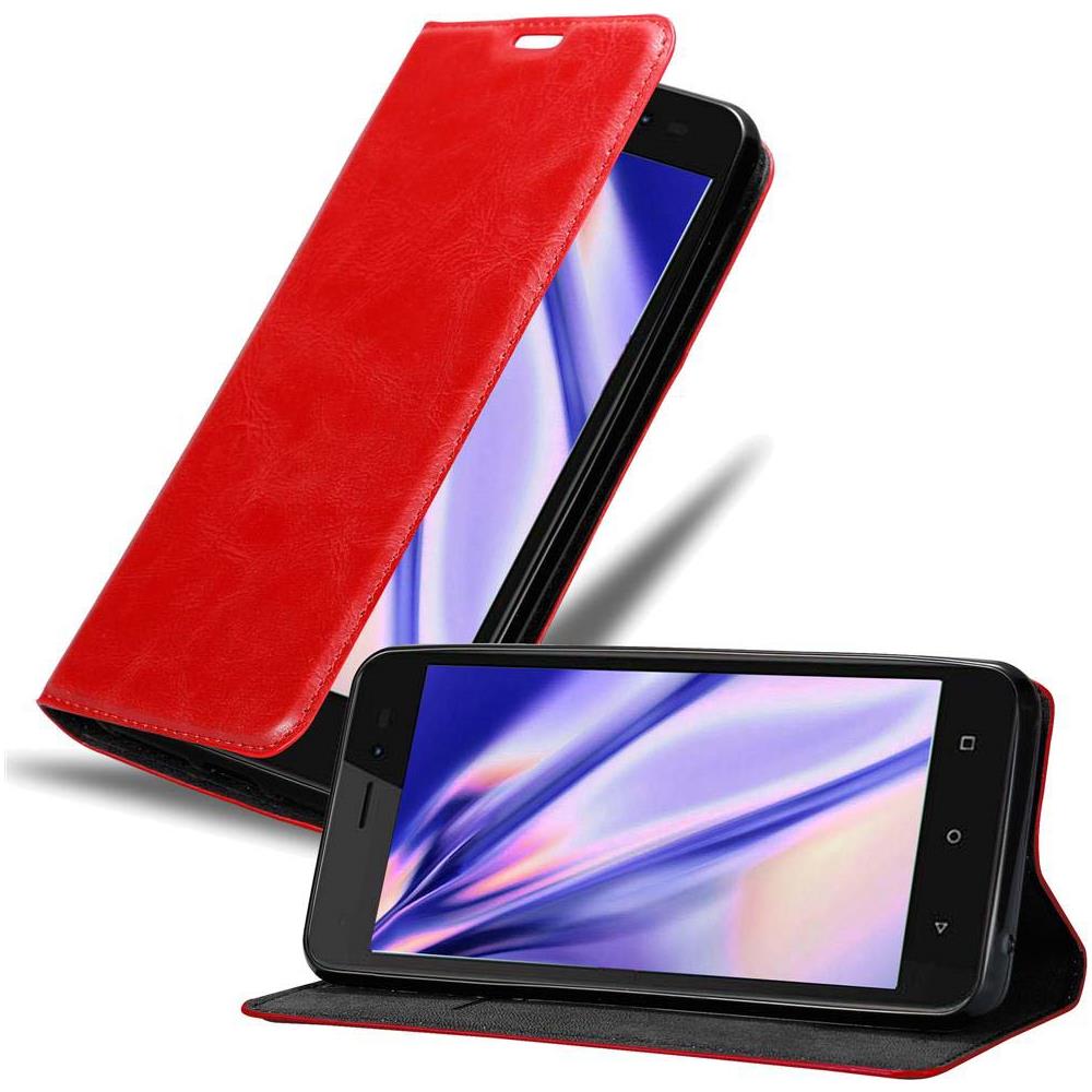 Custodia Compatibile Con Wiko Sunny 3 In Rosso Mela - Coperchio Protettiva Con Chiusura Magnetica, Funzione Stand E Tasca Per Le Carte - Foto 1