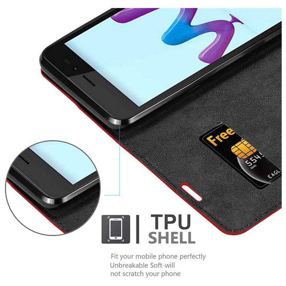 Custodia Compatibile Con Wiko Sunny 3 In Rosso Mela - Coperchio Protettiva Con Chiusura Magnetica, Funzione Stand E Tasca Per Le Carte - Foto 2
