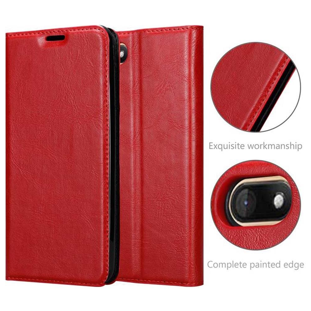Custodia Compatibile Con Wiko Sunny 3 In Rosso Mela - Coperchio Protettiva Con Chiusura Magnetica, Funzione Stand E Tasca Per Le Carte - Foto 7